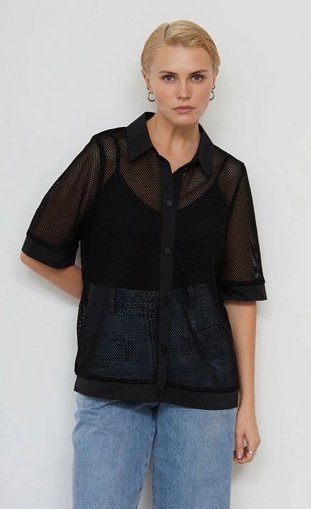 Рубашка оверсайз из сетки GRIOL Рубашка оверсайз из сетки GRIOL